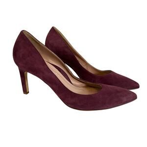 Taryn Rose Gabriella Pump Women 11 Burgundy Suede Slip On Pointed Stiletto Italy